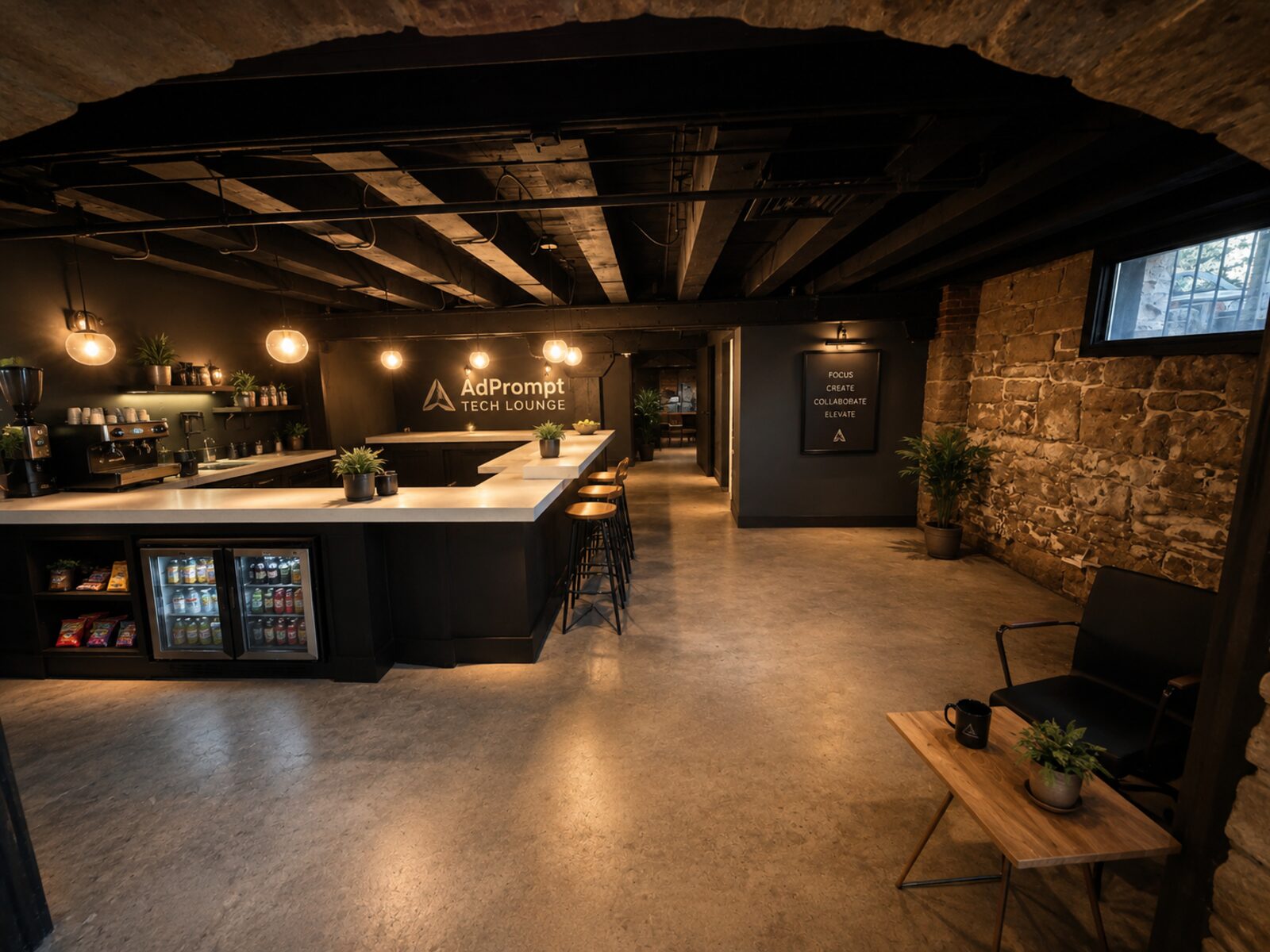 Refreshment and refueling bar area